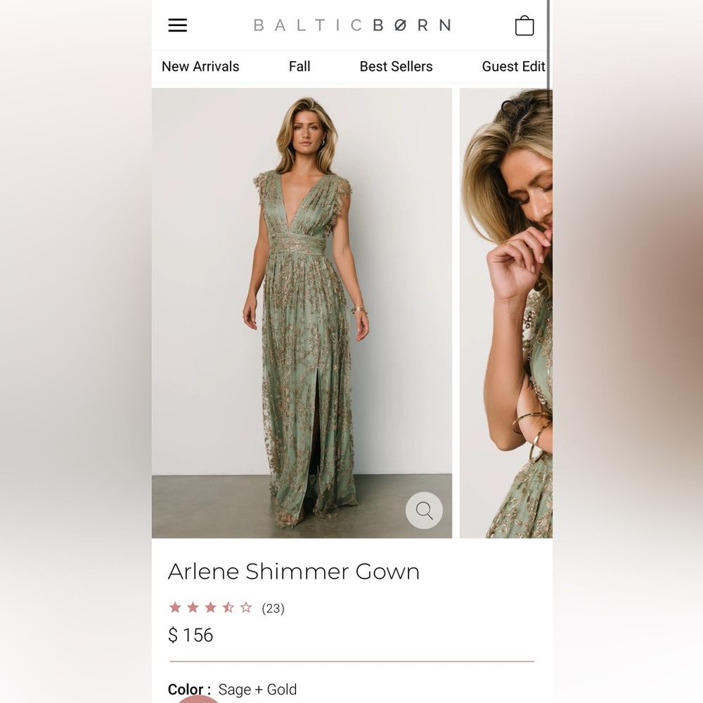 NOT SOLD  - Baltic Born Bridesmaid - Arlene Shimmer - Sage